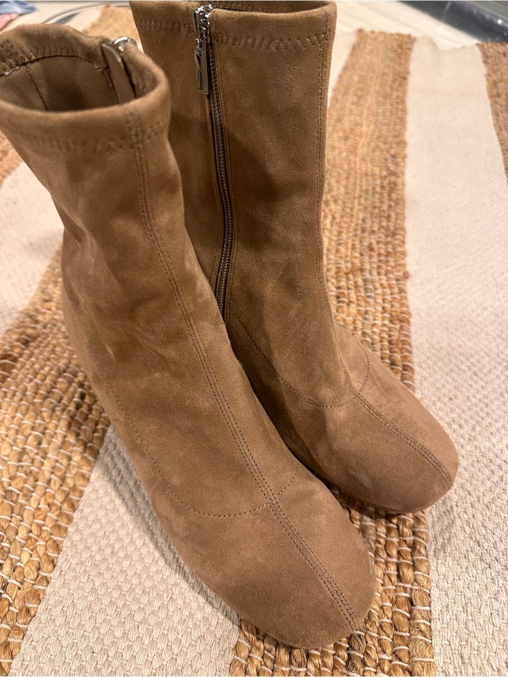 Women’s Tan Suede Ankle Boots - Classic Zip Closure